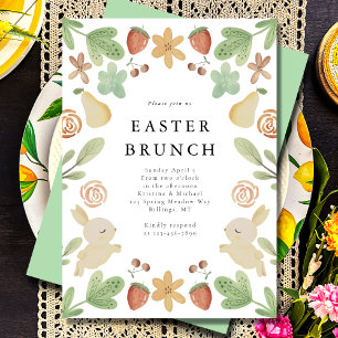 Invitation Brunch de Pâques Fruits Floraux