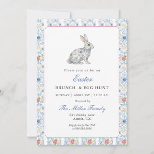 Invitation Brunch de Pâques lapin grandmillénaire vintage 