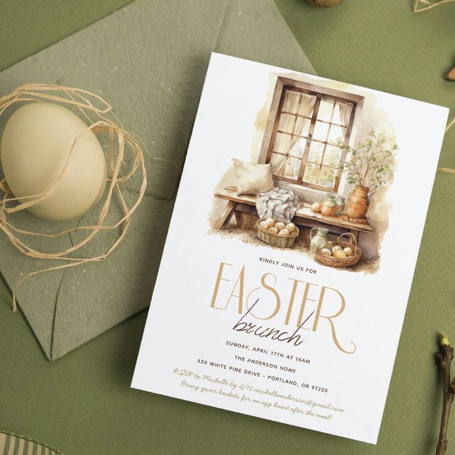 Invitation Brunch de Pâques rustique (Créateur téléchargé)