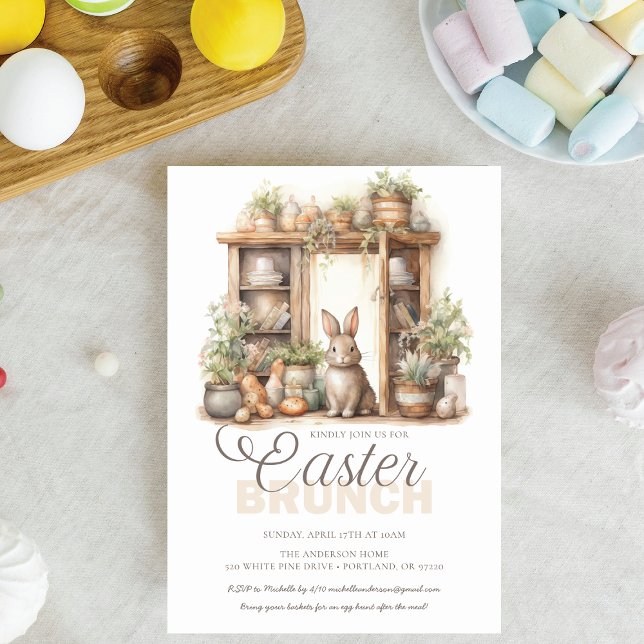 Invitation Brunch de Pâques rustique vintage (Créateur téléchargé)