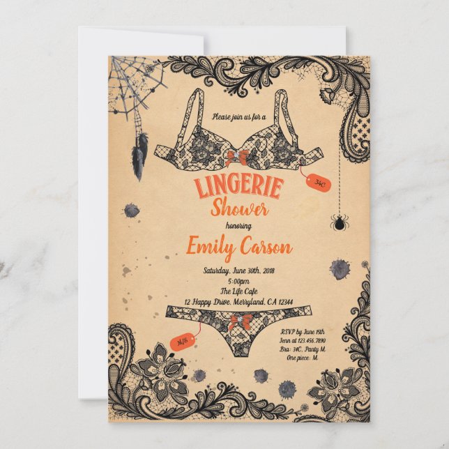 Invitation Brunch de sorcière en dentelle noire (Devant)