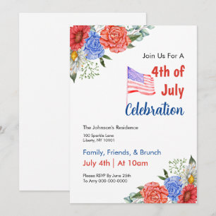 Invitation Brunch du 4 juillet aquarelle