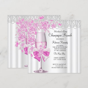 Invitation Brunch du Champagne Rose Rose Pretty de la Fête de