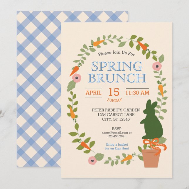 Invitation Brunch du jardin de printemps (Devant / Derrière)