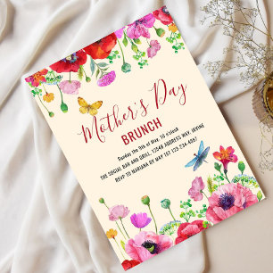 Invitation Brunch du jour de la fête des mères floral aquarel