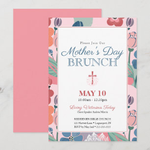 Invitation Brunch du jour de la mère dans une église florale 