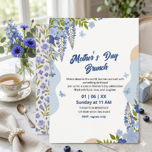 Invitation Brunch élégant de la fête des mères avec des fleur