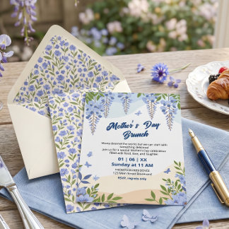 Invitation Brunch élégant de la fête des mères avec Wisteria