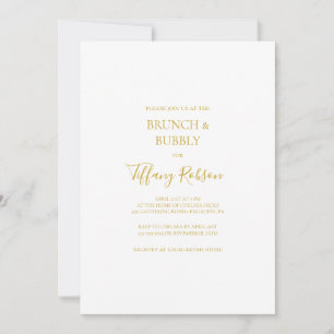 Invitation Brunch en or simple et élégant et douche mousseuse