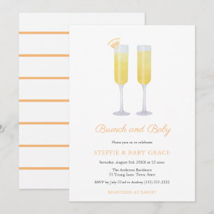 Invitation Brunch et bébé Mimosas Douche ou Sip & See