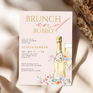 Invitation Brunch et bouteille de champagne pétillant pour un