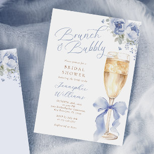 Invitation Brunch et Bubbly Blue Bridal Shower