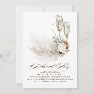 Invitation Brunch et Bubbly Boho Pampas Grass Fête des mariée