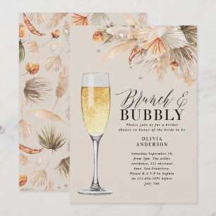 Invitation brunch et bubbly Bridal douche pampas herbe