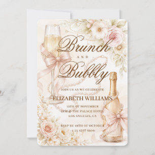 Invitation Brunch et Bubbly Élégant Vintage Enterrement de Ma