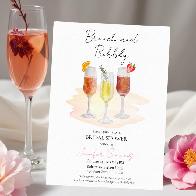 Invitation Brunch et Bubbly | Fête des mariées Cocktails (Créateur téléchargé)