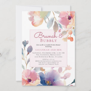 Invitation Brunch et Bubbly Floral Couplel Shower de Mariage