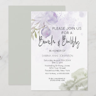 Invitation Brunch et Bubbly Lilac Purple Rose