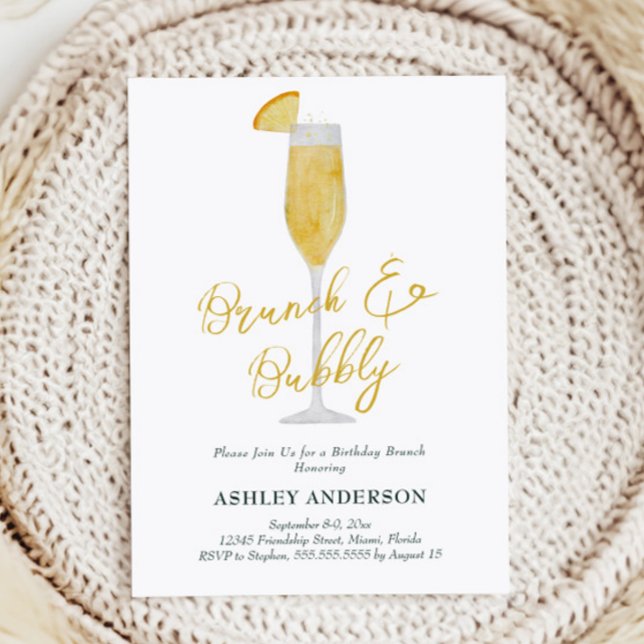 Invitation Brunch et Bubbly Mimosa Cocktail Anniversaire (Créateur téléchargé)