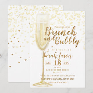 Invitation Brunch et Bubbly parties scintillant en verre de c
