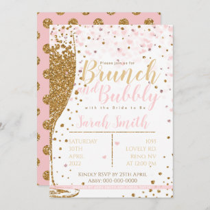 Invitation Brunch et Bubbly parties scintillant or grand pica