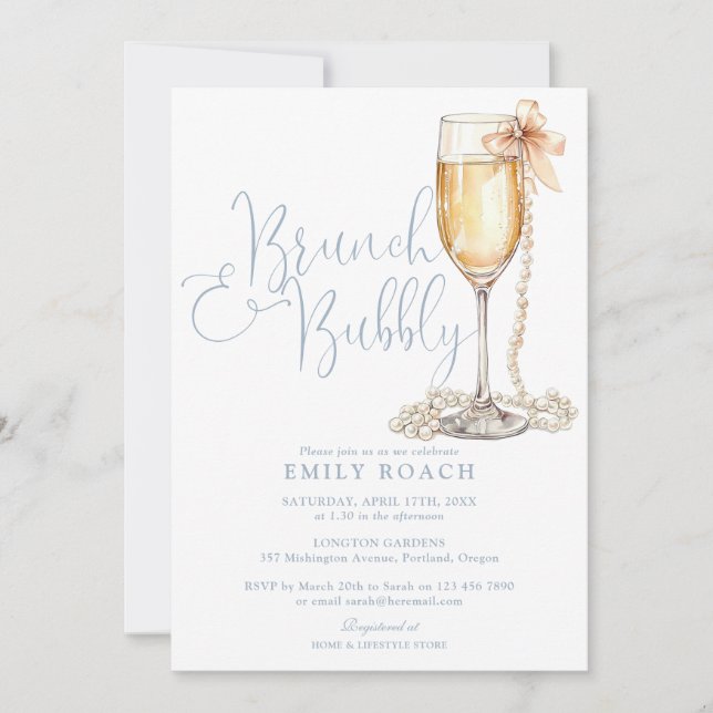 Invitation Brunch Et Bubbly QR Code Dusty Fête des mariées Bl (Devant)