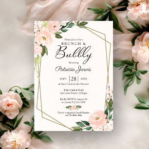 Invitation Brunch Et Bubbly Shower De Mariage Rose Floral