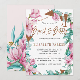 Invitation Brunch et bulle aquarelle douche à nuptiale fleuri