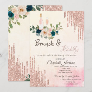 Invitation Brunch et Bulles Mariage Paillettes qui Coulent