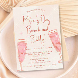 Invitation Brunch et Bulles Rose Blush Brunch de la Fête des