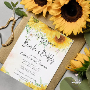 Invitation Brunch et bulles tournesols d'automne
