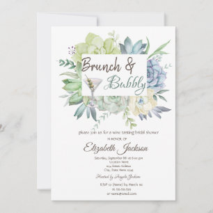 Invitation Brunch et cocktail au Martini Cactus aquarelle et