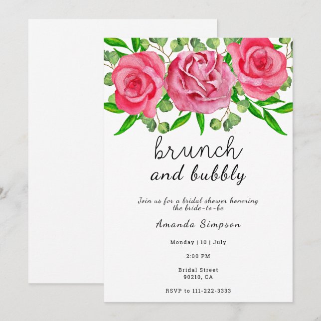 Invitation Brunch et douche à bulles (Devant / Derrière)