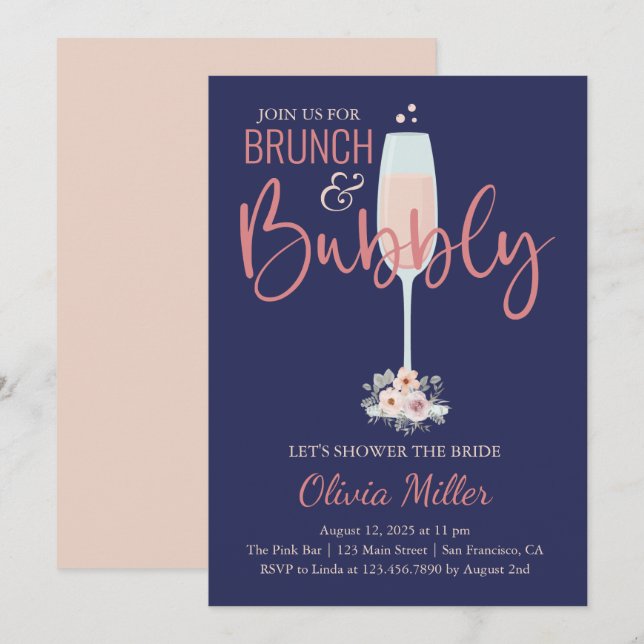 Invitation Brunch et douche à bulles (Devant / Derrière)