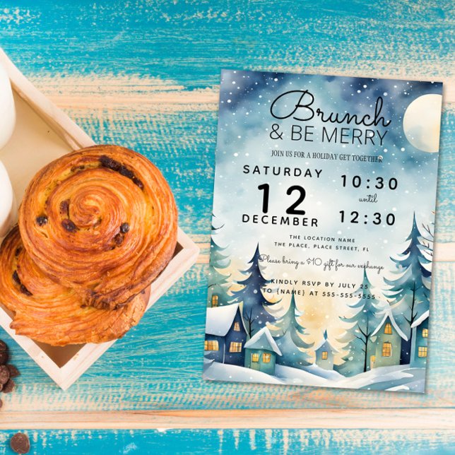 Invitation brunch et être joyeux fête de Noël bouquet déjeune (Créateur téléchargé)