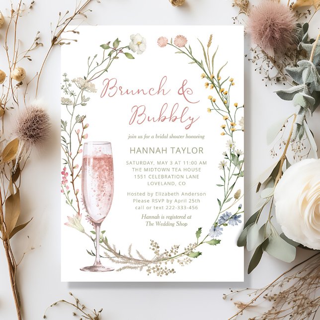 Invitation Brunch et Fête des mariées Bubbly (brunch and bubbly bridal shower invitation
)