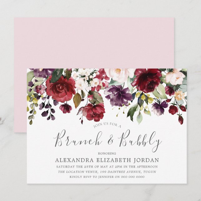 Invitation Brunch et Fête des mariées Bubbly (Devant / Derrière)