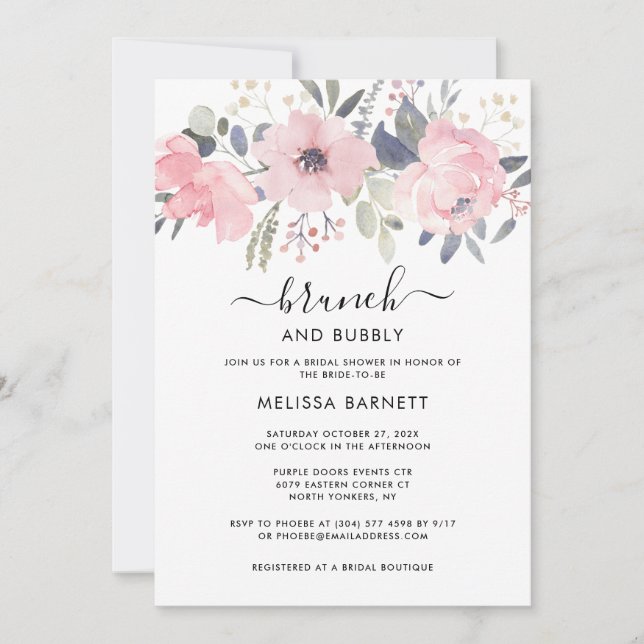 Invitation Brunch et Fête des mariées Bubbly (Devant)