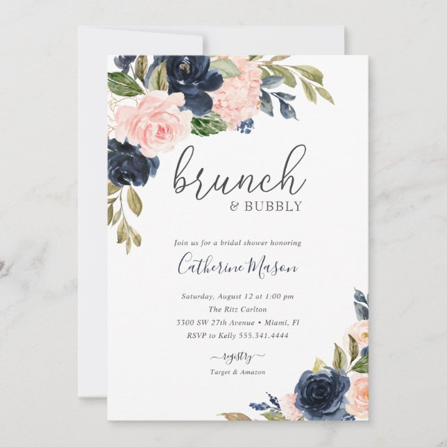Invitation Brunch et Fête des mariées Bubbly (Devant)