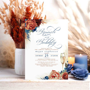 Invitation Brunch et Fête des mariées Bubbly Marine en terre 