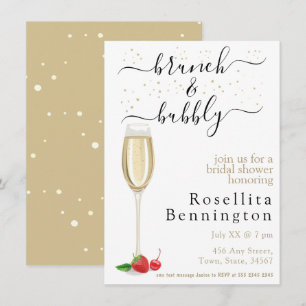 Invitation Brunch et Fête des mariées champagne Bubbly