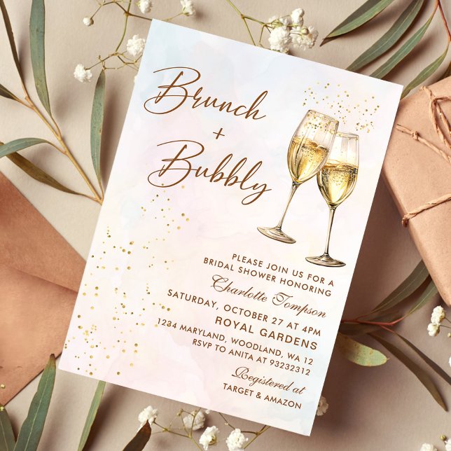 Invitation Brunch et Fête des mariées champagne Bubbly (Créateur téléchargé)