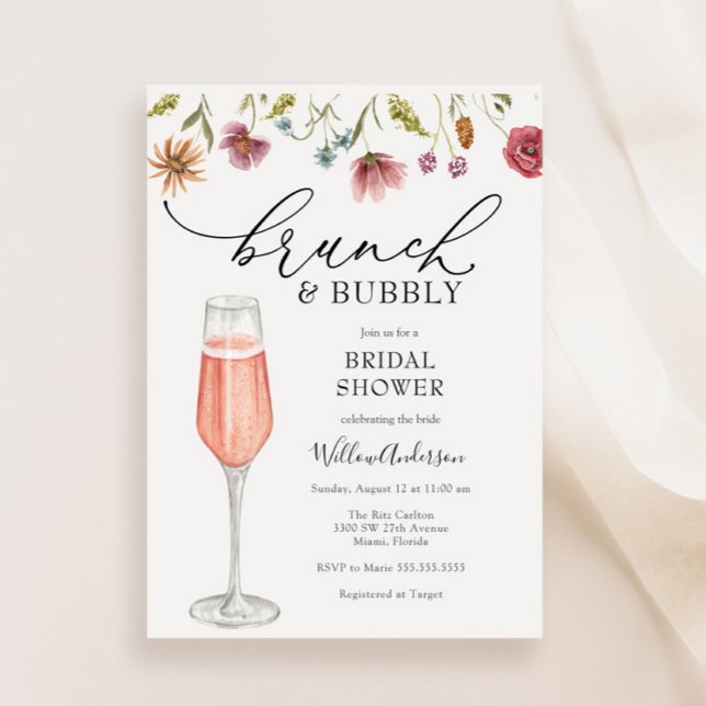 Invitation Brunch et Fête des mariées champagne Bubbly (Créateur téléchargé)