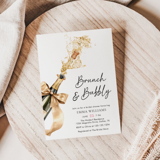 Invitation Brunch et Fête des mariées champagne Bubbly (Créateur téléchargé)