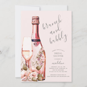 Invitation Brunch et Fête des mariées champagne Bubbly