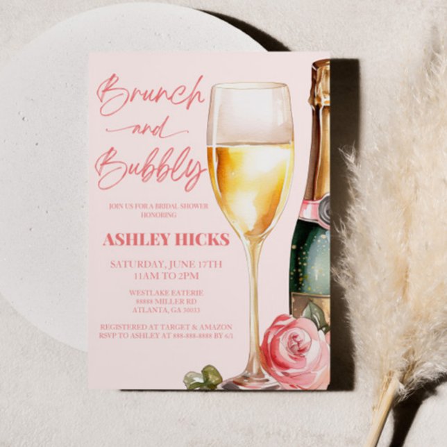 Invitation Brunch et Fête des mariées champagne Bubbly Mimosa (Créateur téléchargé)