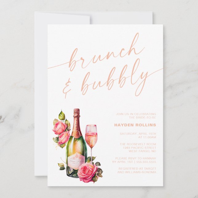 Invitation Brunch et Fête des mariées de brunch pour mariée B (Devant)