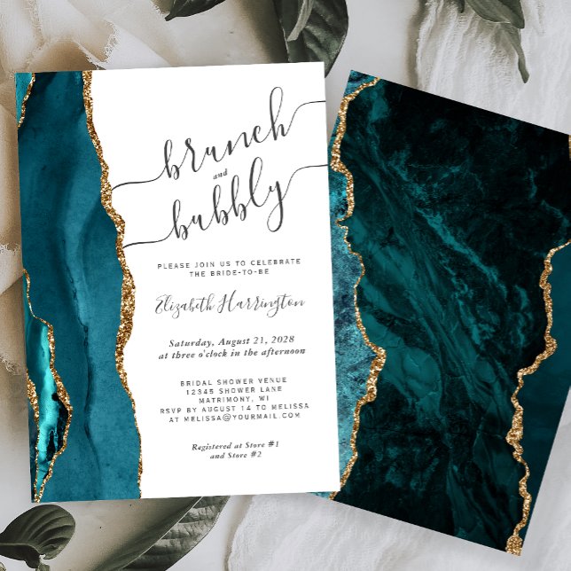 Invitation Brunch et Fête des mariées de vieillissement Turqu (Créateur téléchargé)