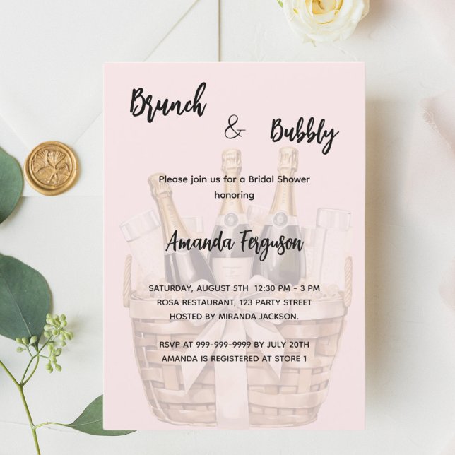 Invitation Brunch et Fête des mariées rose bulle (Créateur téléchargé)