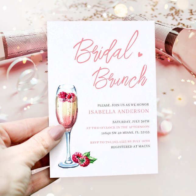 Invitation Brunch et Fête des mariées rose mousseuse (Créateur téléchargé)